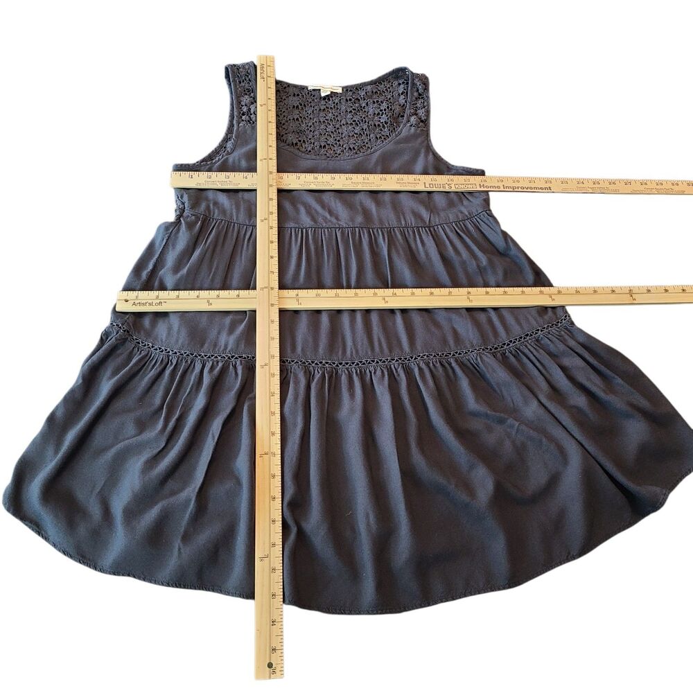 American Eagle Black Lace Mini Dress M Tiered Whimsigoth Boho Grunge Fairycore - Picture 6 of 8